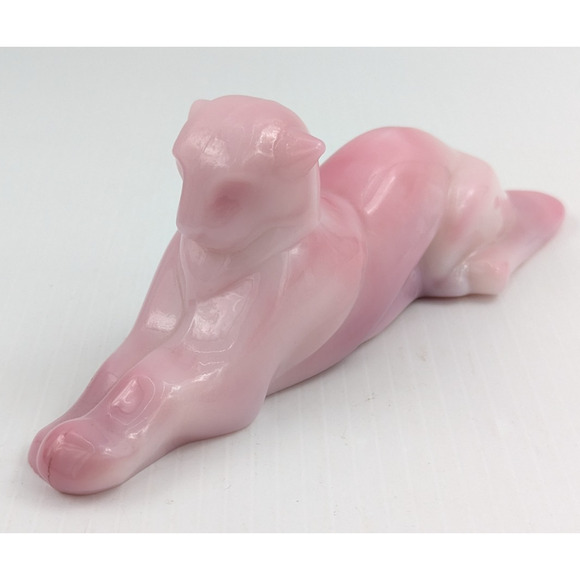 Heisey by Fenton Pink Rosalene Glass Panther Tiger Figurine Limited Edition #364 - Picture 3 of 10